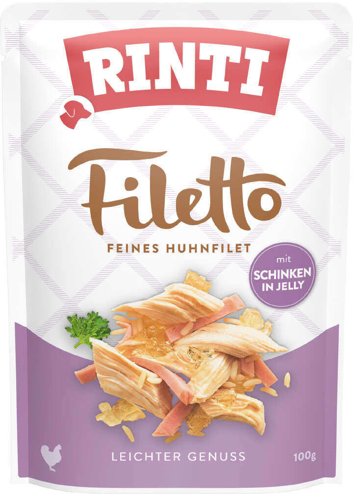 RINTI Hunde-Nassfutter Filetto Feines Huhnfilet mit Schinken in Jelly